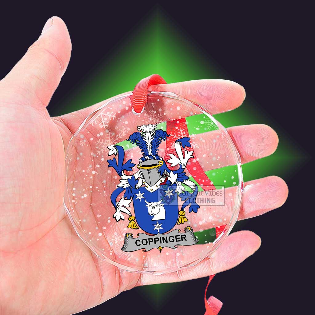 Tartan Vibes Clothing Coppinger Irish Clan Christmas Glass Ornament with Coat of Arms