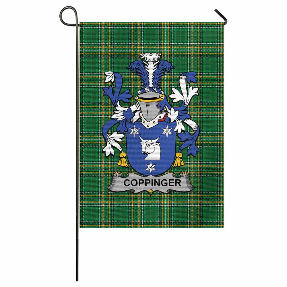 Coppinger Irish Clan Tartan Flag with Coat of Arms