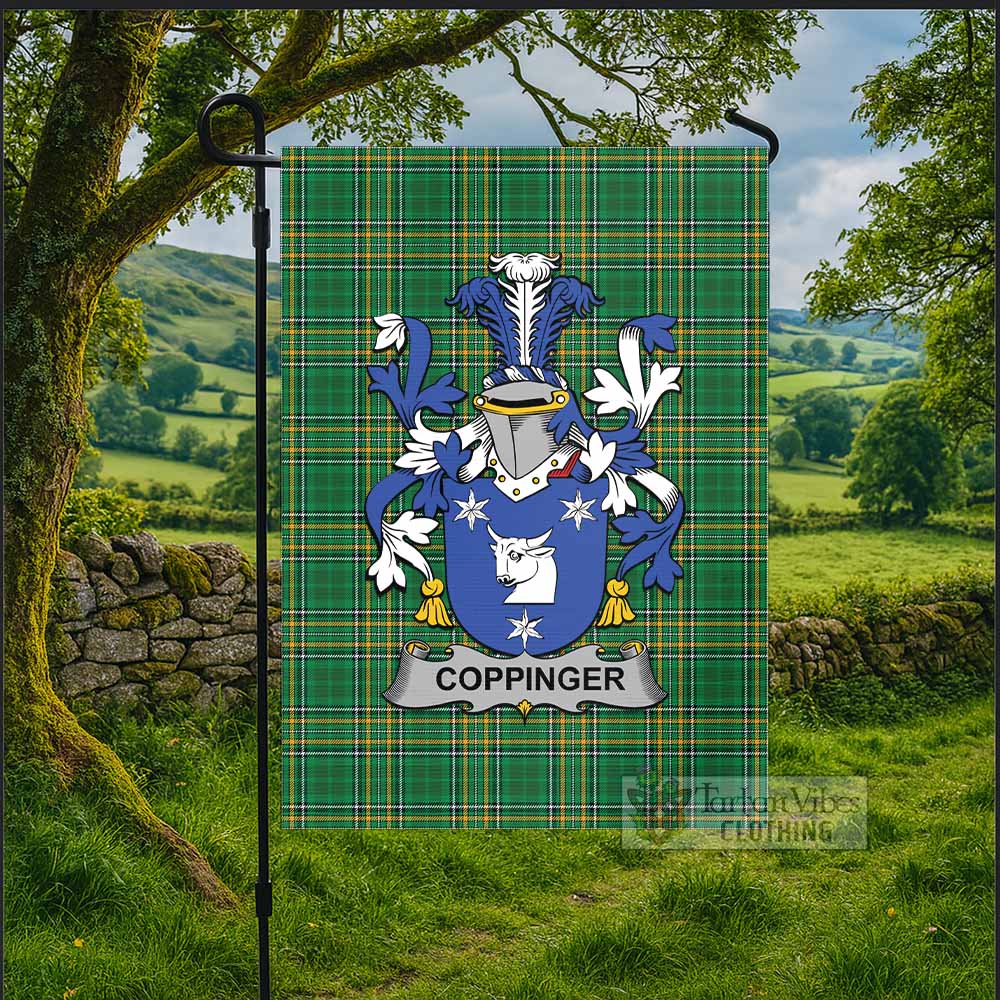 Coppinger Irish Clan Tartan Flag with Coat of Arms
