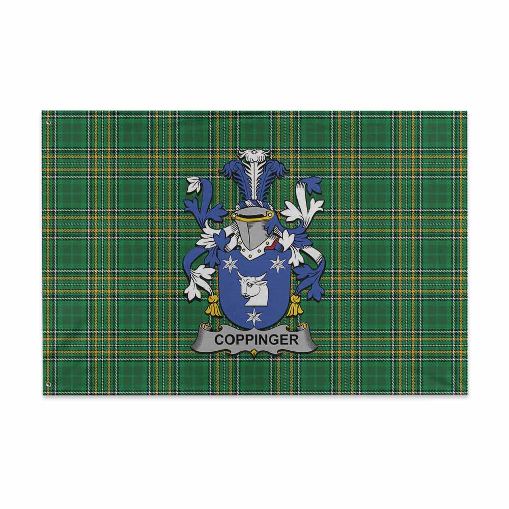 Tartan Vibes Clothing Coppinger Irish Clan Tartan House Flag with Coat of Arms