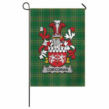 Corcoran Irish Clan Tartan Garden Flag with Coat of Arms