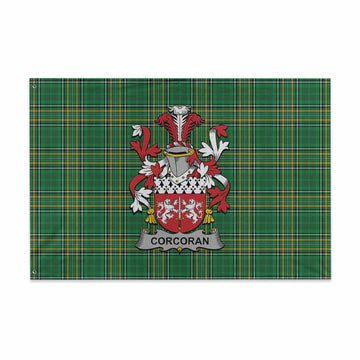 Corcoran Irish Clan Tartan House Flag with Coat of Arms