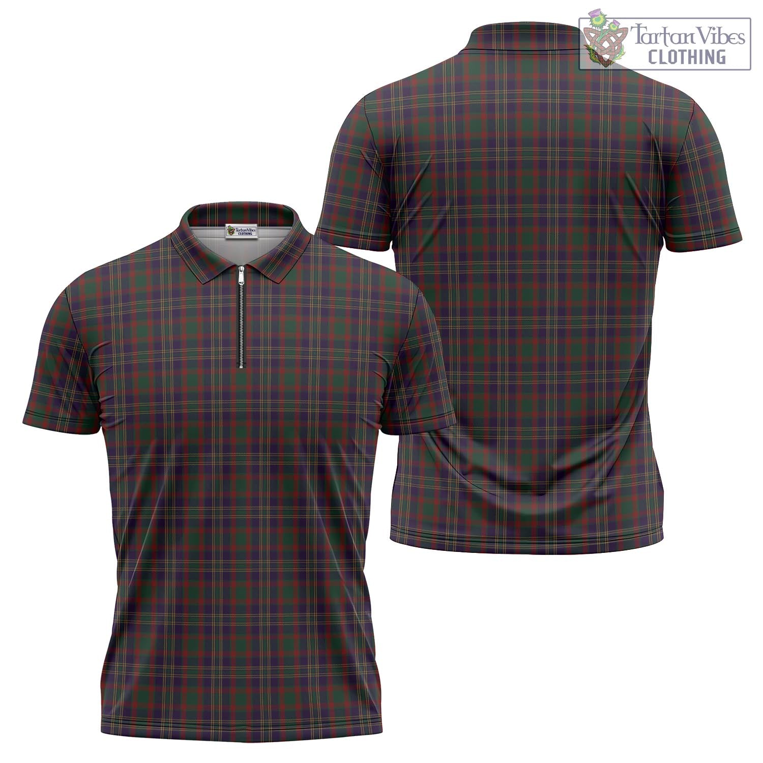 Tartan Vibes Clothing Cork County Ireland Tartan Zipper Polo Shirt