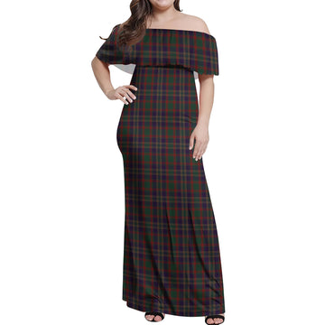 Cork County Ireland Tartan Off Shoulder Long Dress