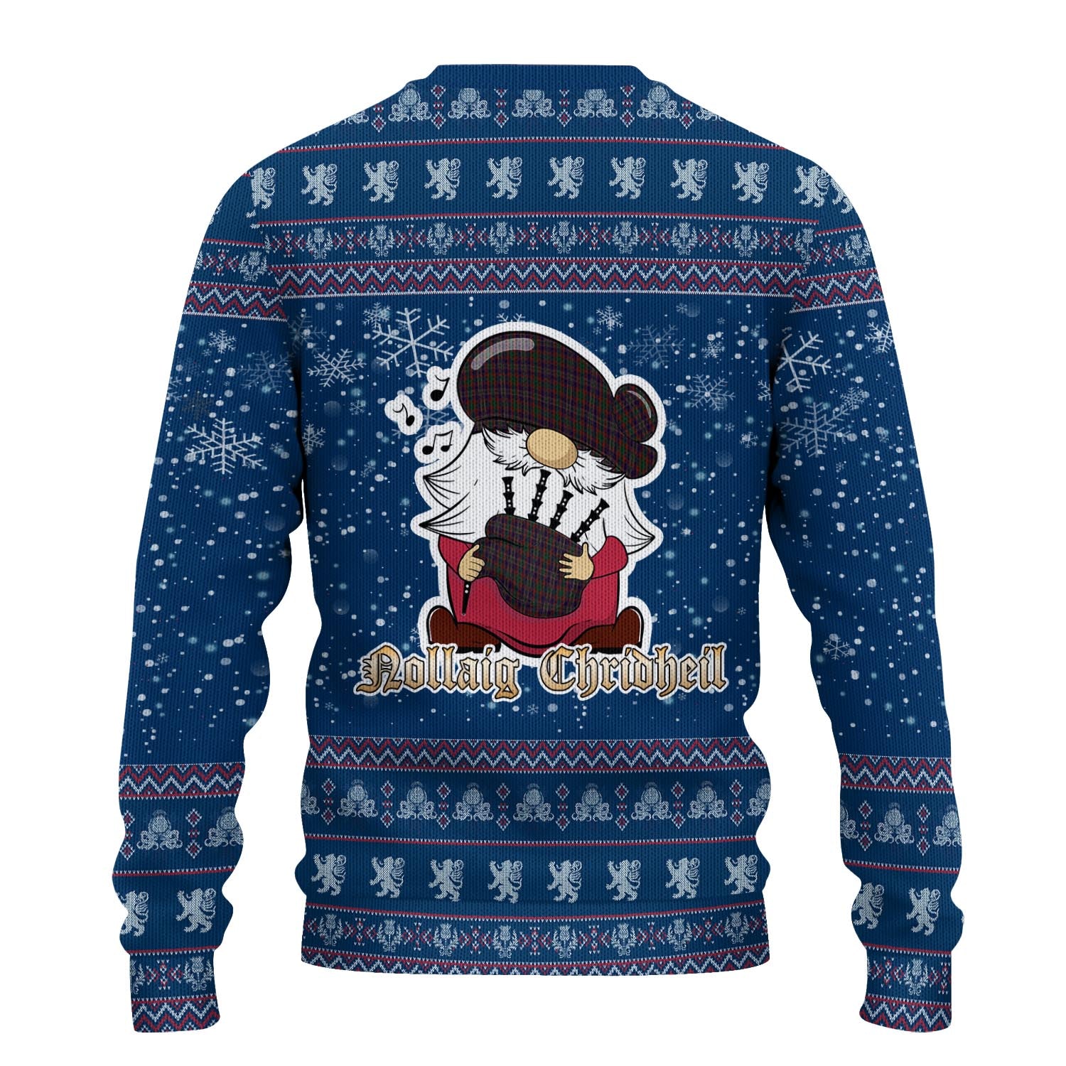 Cork County Ireland Clan Christmas Family Knitted Sweater with Funny Gnome Playing Bagpipes - Tartanvibesclothing