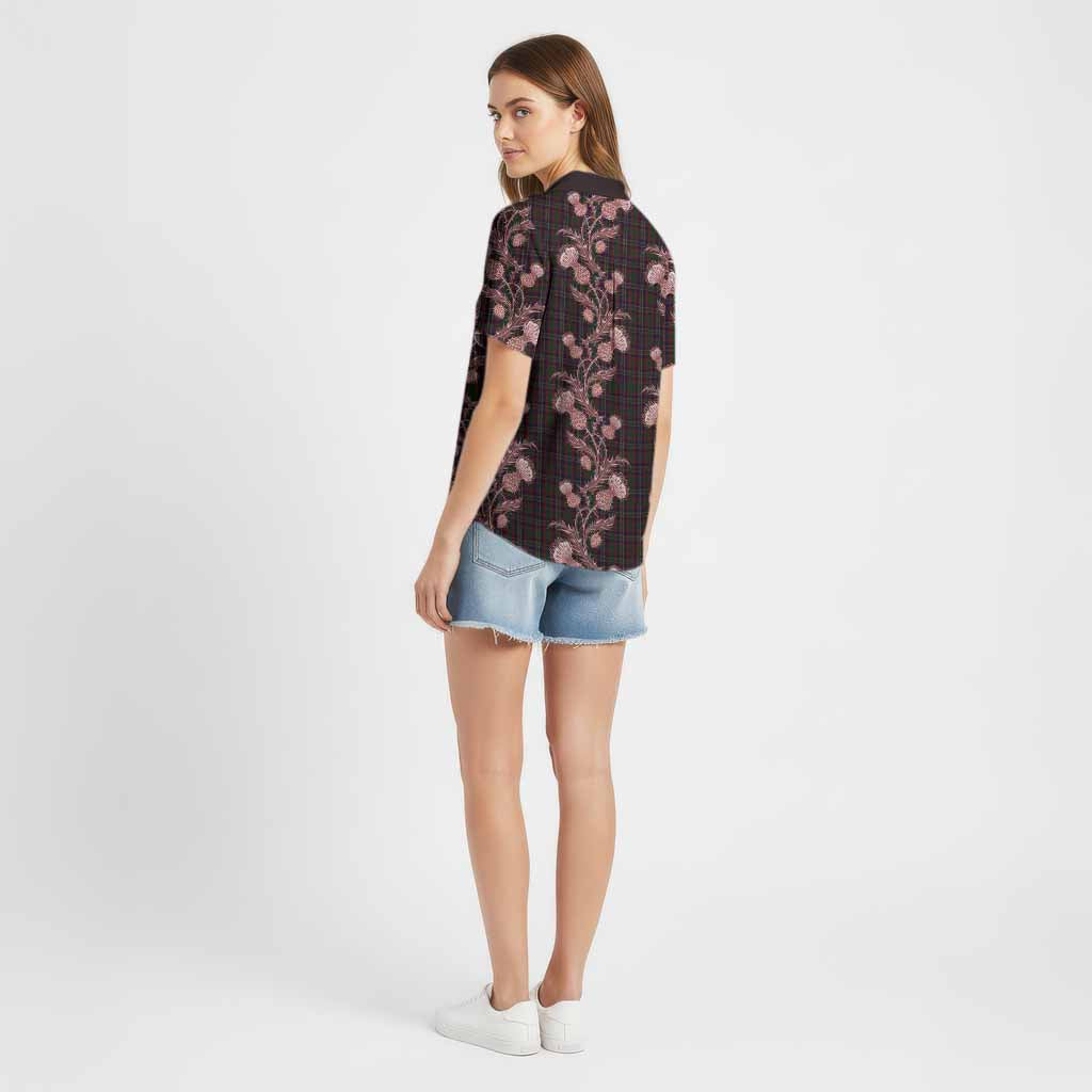 Cork County Ireland Tartan Cotton Hawaiian Shirt Seamless Scottish Thistle Flowers