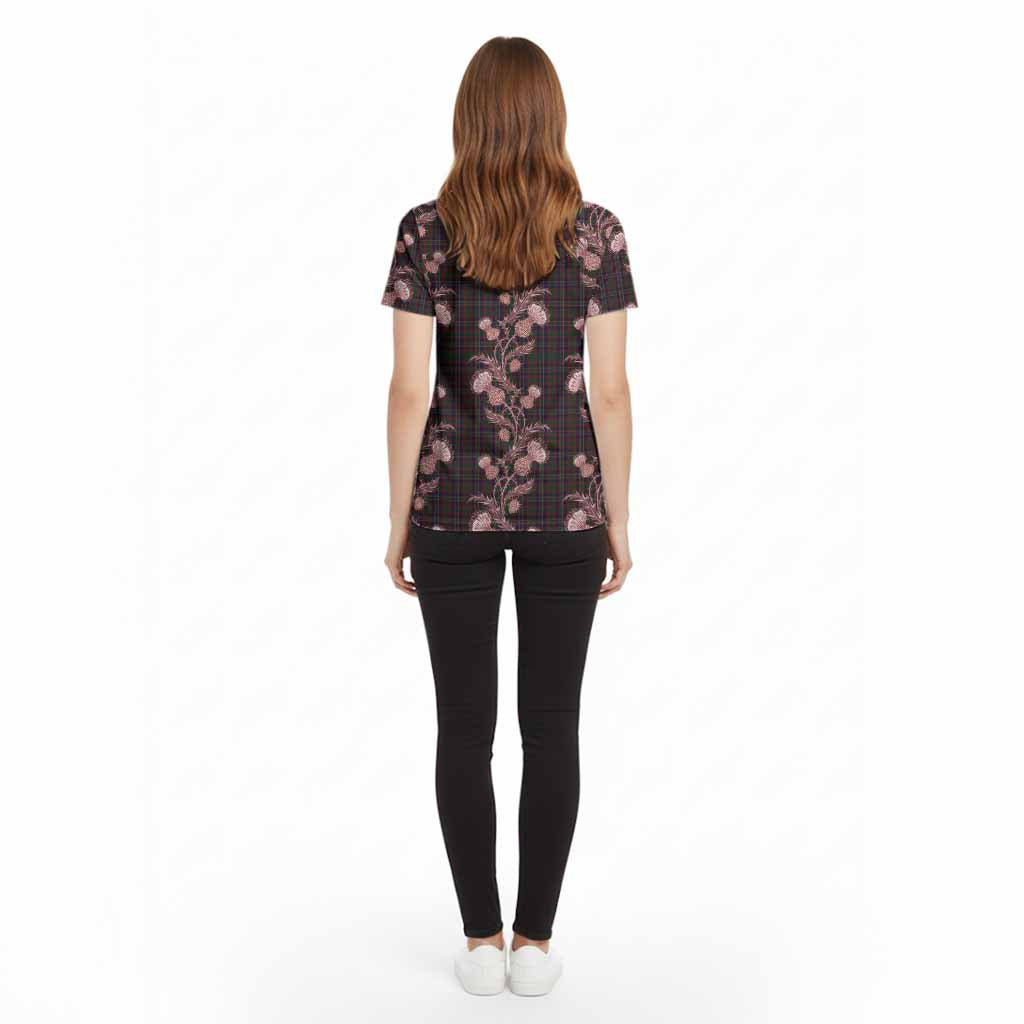 Cork County Ireland Tartan Cotton T-shirt Seamless Scottish Thistle Flowers