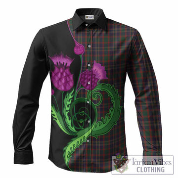 Cork County Ireland Tartan Long Sleeve Button Shirts Traditional Scottish Thistle
