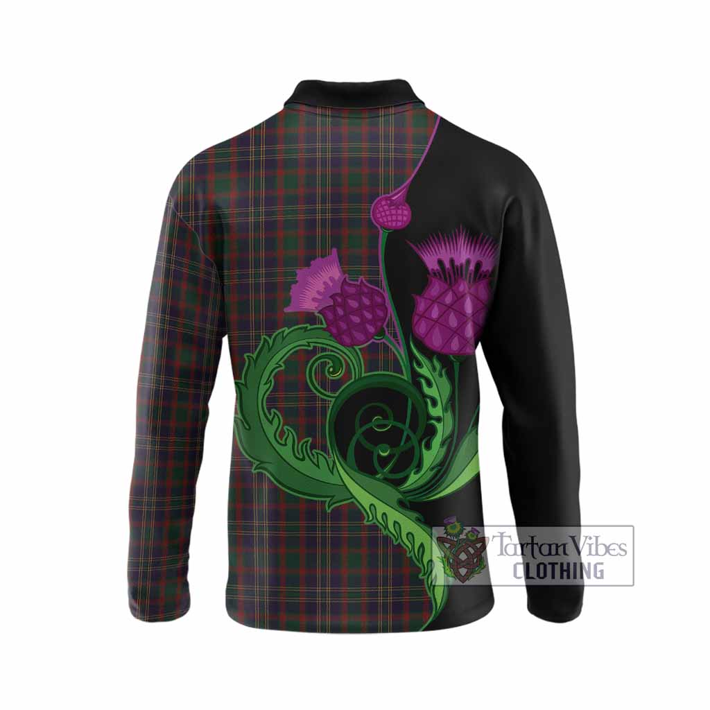 Cork County Ireland Tartan Long Sleeve Polo Shirt Traditional Scottish Thistle