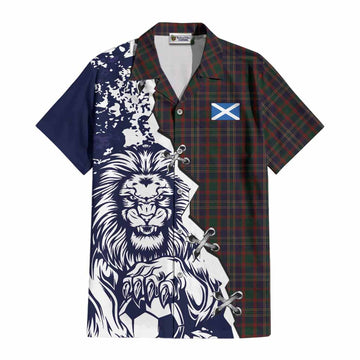 Cork County Ireland Tartan Scottish Cotton Hawaiian Shirt Angry Lion With Soccer Ball Style