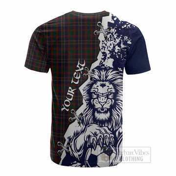 Cork County Ireland Tartan Scottish Cotton T-shirt Angry Lion With Soccer Ball Style