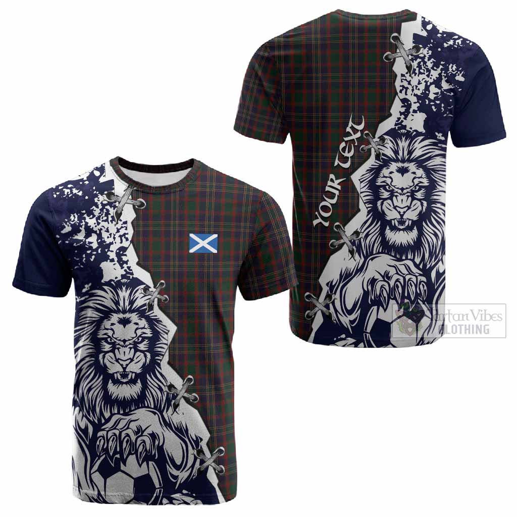 Cork County Ireland Tartan Scottish Cotton T-shirt Angry Lion With Soccer Ball Style