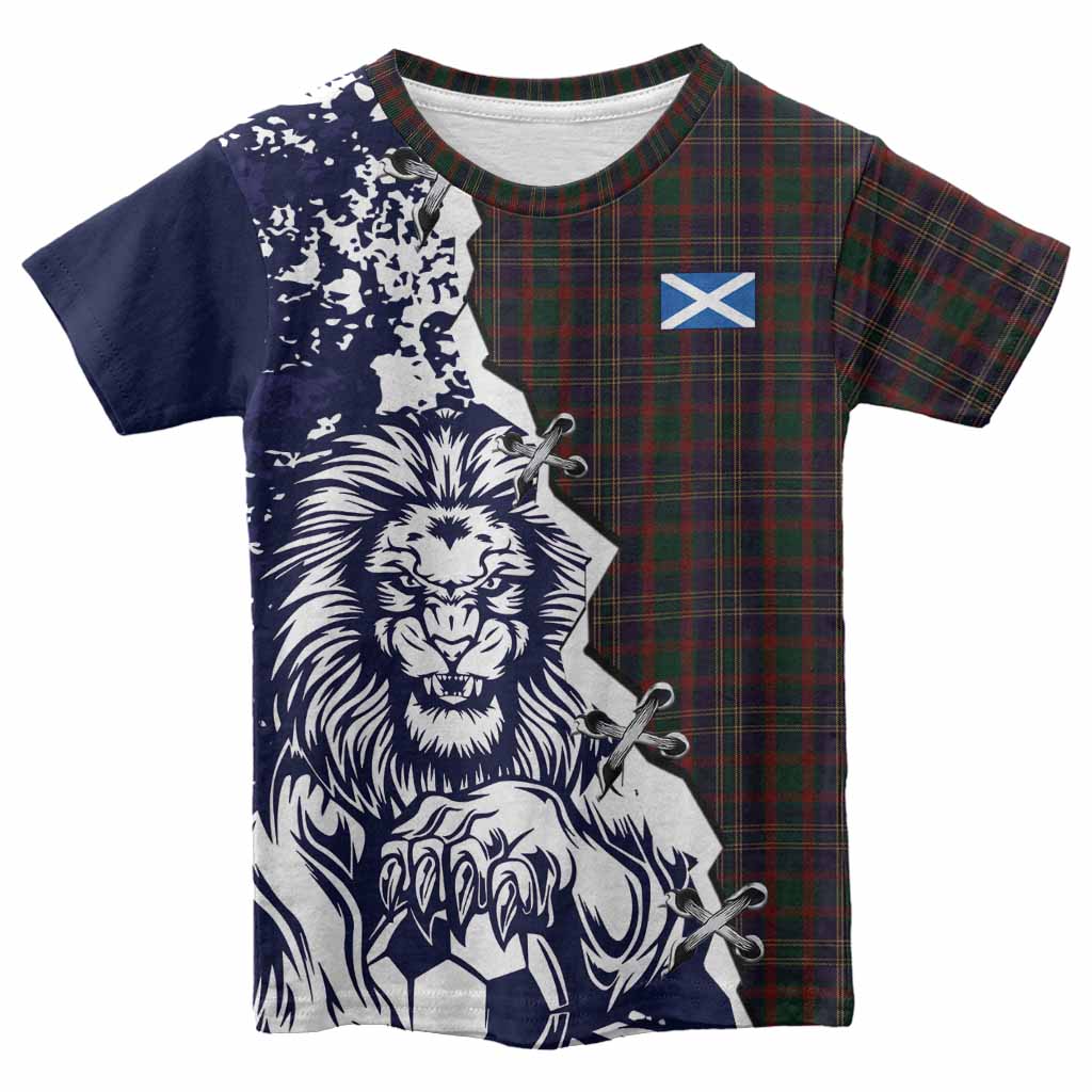 Cork County Ireland Tartan Scottish Kid T-shirt Angry Lion With Soccer Ball Style