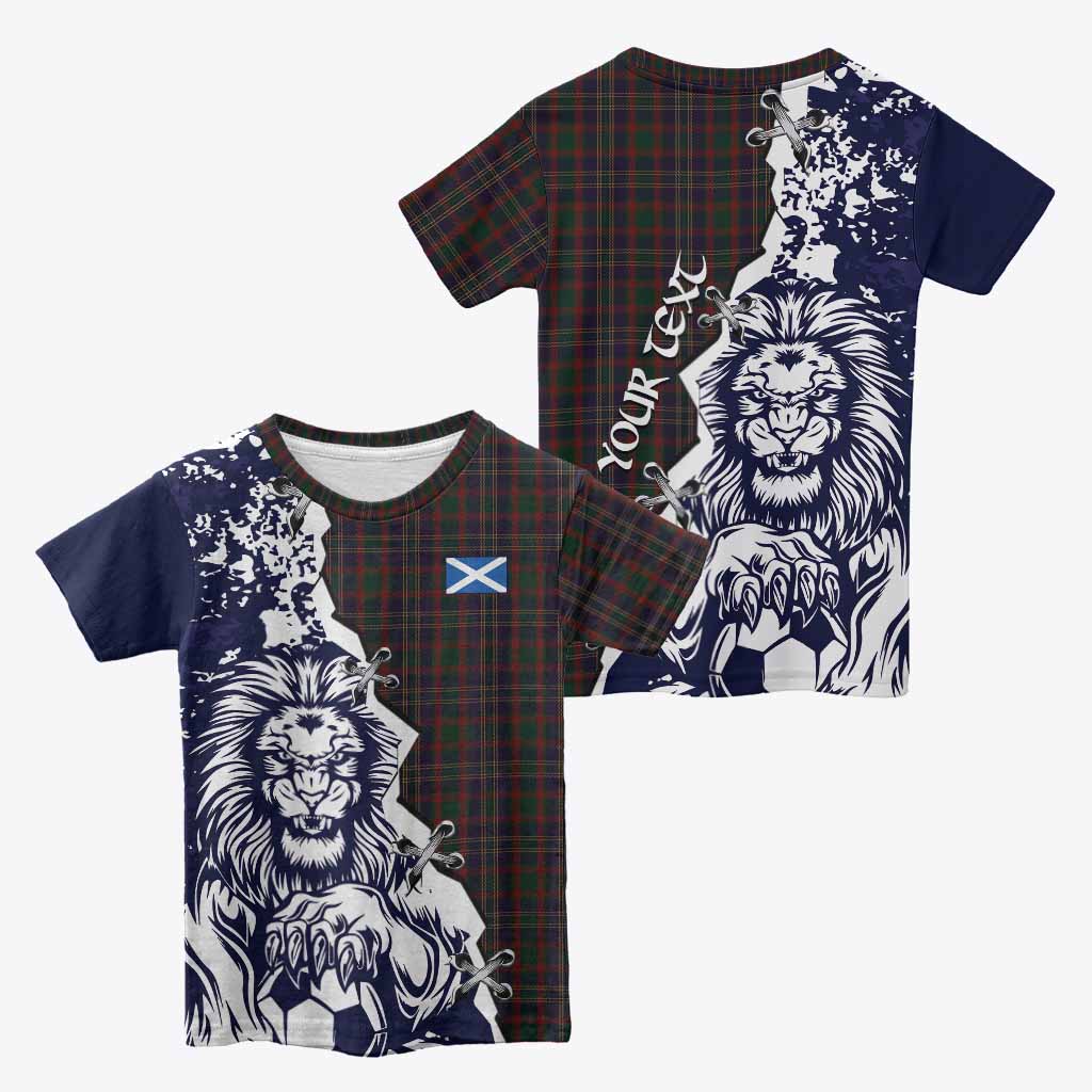Cork County Ireland Tartan Scottish Kid T-shirt Angry Lion With Soccer Ball Style