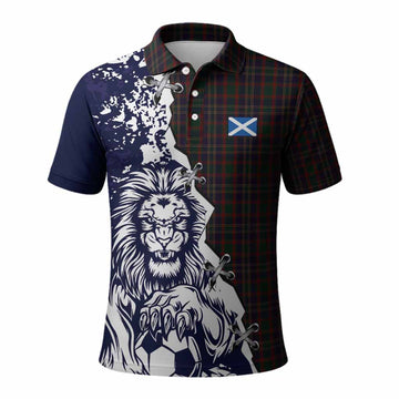 Cork County Ireland Tartan Scottish Polo Shirt Angry Lion With Soccer Ball Style