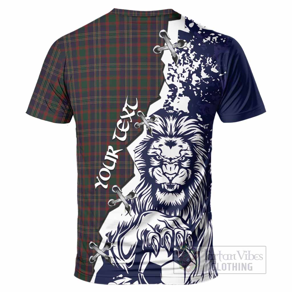 Cork County Ireland Tartan Scottish T-Shirt Angry Lion With Soccer Ball Style