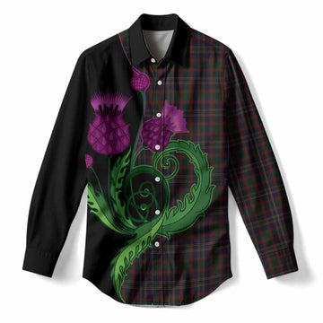 Cork County Ireland Tartan Women Casual Shirt Traditional Scottish Thistle