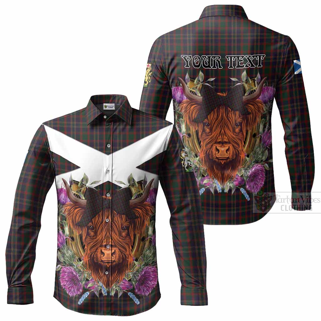 Cork Tartan Long Sleeve Button Shirts Scottish Thistle Heilan Coo