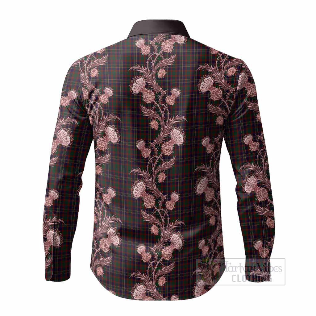 Cork Tartan Long Sleeve Button Shirts Seamless Scottish Thistle Flowers
