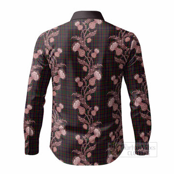 Cork Tartan Long Sleeve Button Shirts Seamless Scottish Thistle Flowers