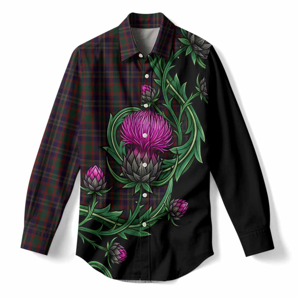 Cork Tartan Women Casual Shirt Resilient Scottish Thistle
