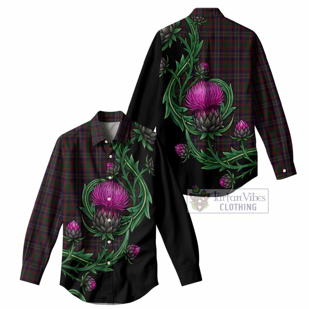 Cork Tartan Women Casual Shirt Resilient Scottish Thistle