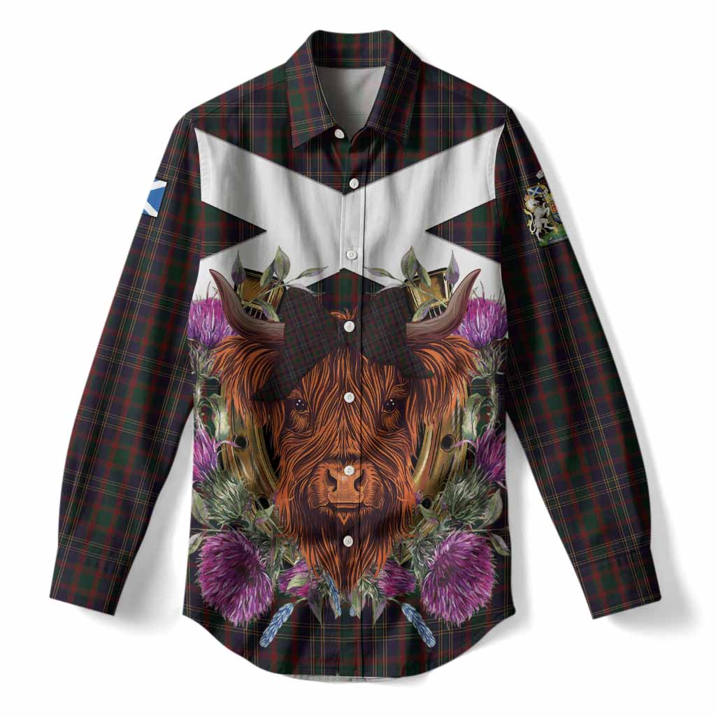 Cork Tartan Women Casual Shirt Scottish Thistle Heilan Coo