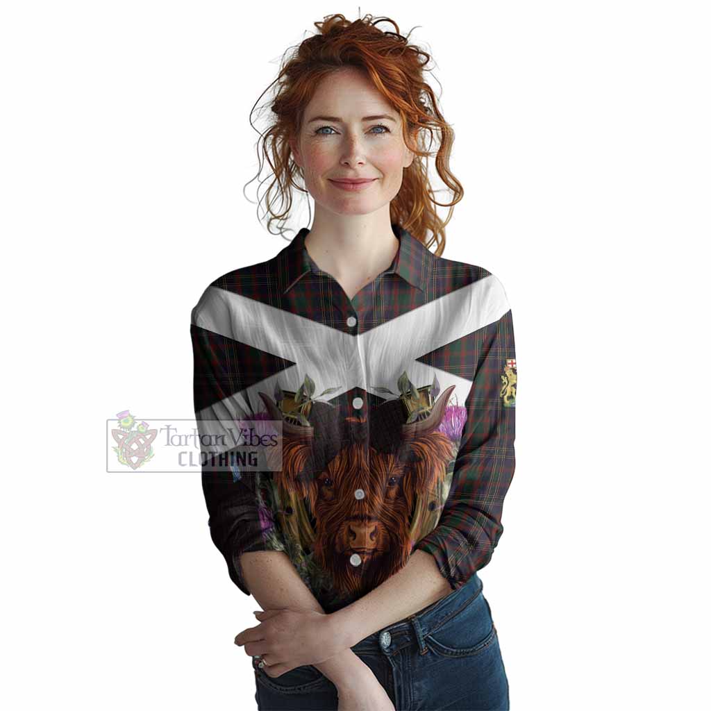 Cork Tartan Women Casual Shirt Scottish Thistle Heilan Coo