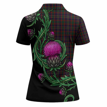 Cork Tartan Women Polo Shirt Resilient Scottish Thistle