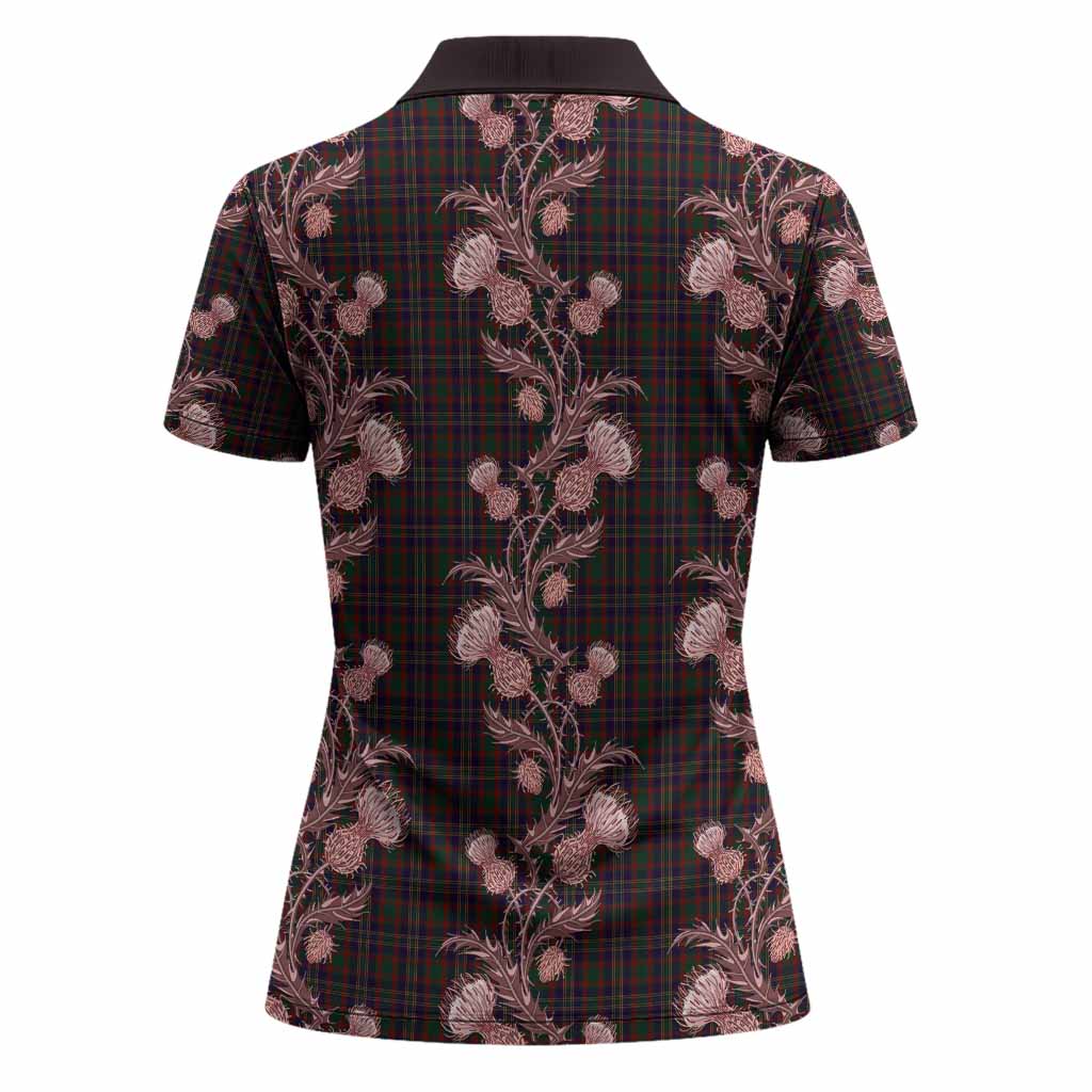 Cork Tartan Women Polo Shirt Seamless Scottish Thistle Flowers