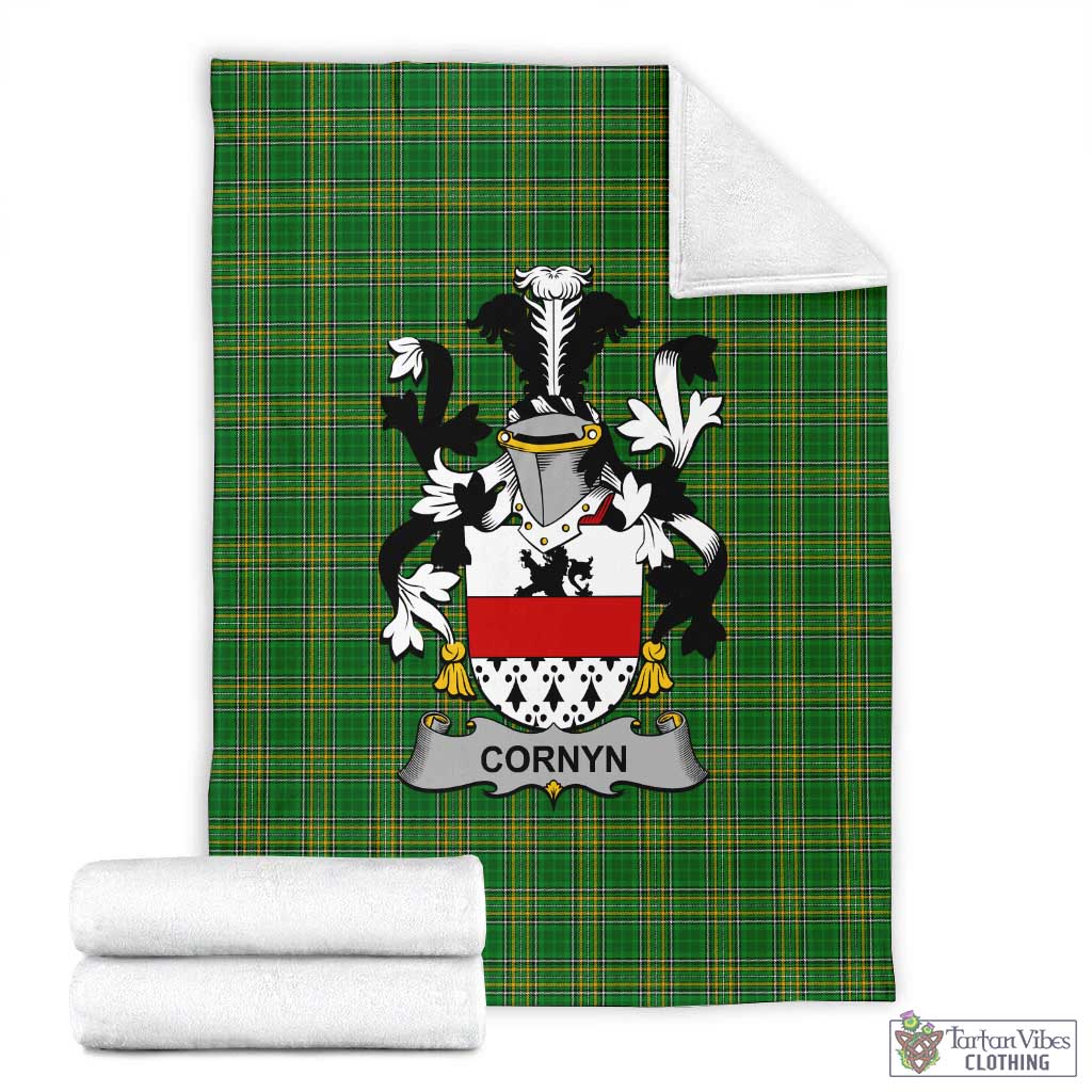 Tartan Vibes Clothing Cornyn Irish Clan Tartan Blanket with Coat of Arms