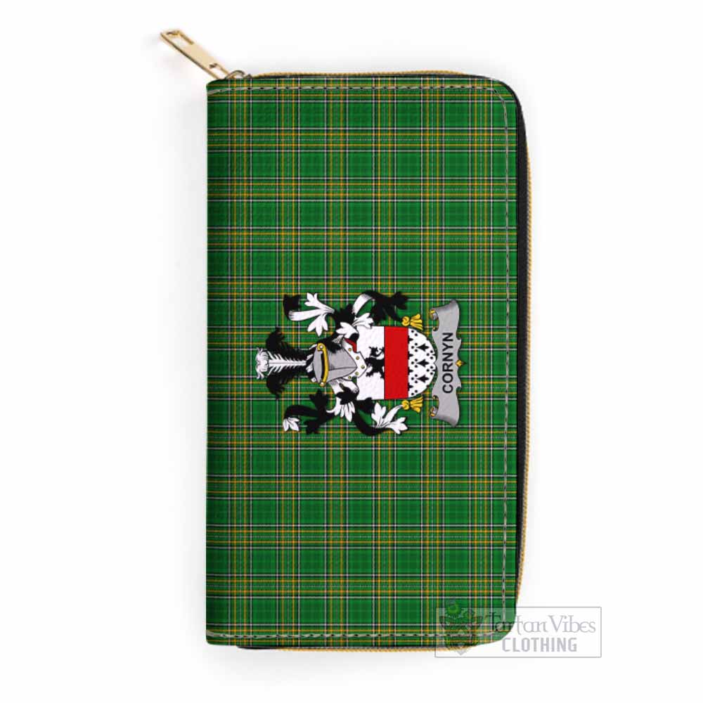Tartan Vibes Clothing Cornyn Irish Clan Tartan Women's Leather Wallet with Coat of Arms