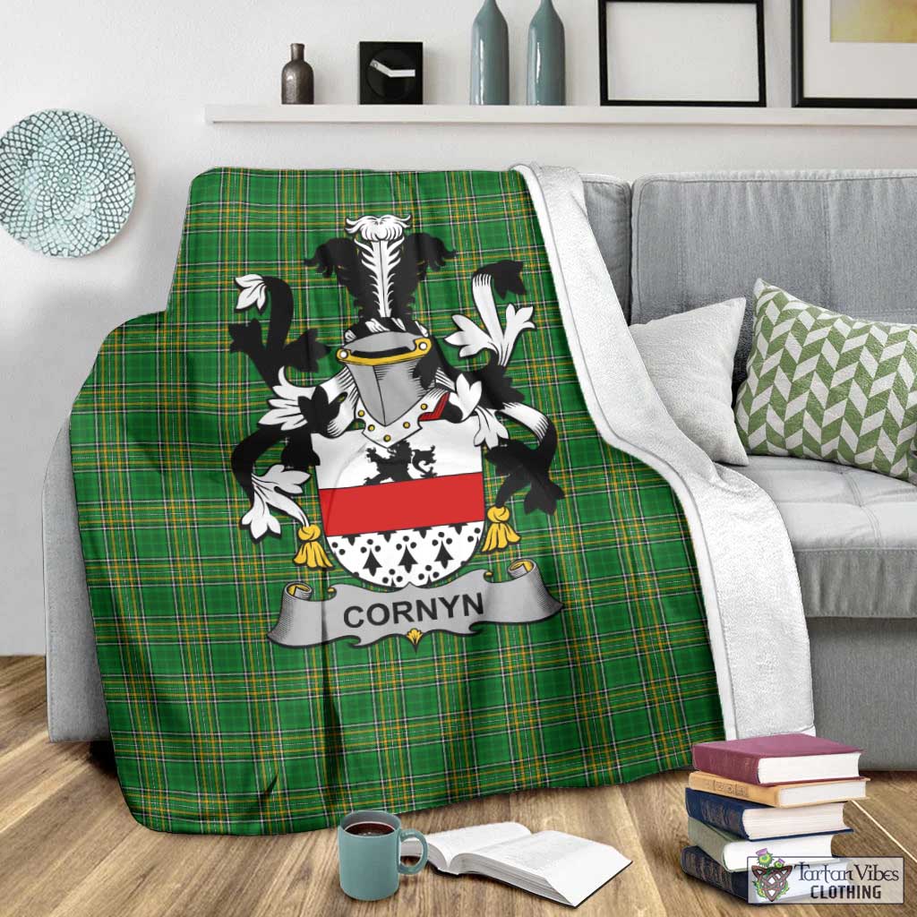 Tartan Vibes Clothing Cornyn Irish Clan Tartan Blanket with Coat of Arms
