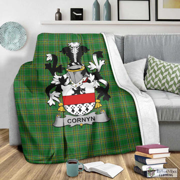 Cornyn Irish Clan Tartan Blanket with Coat of Arms