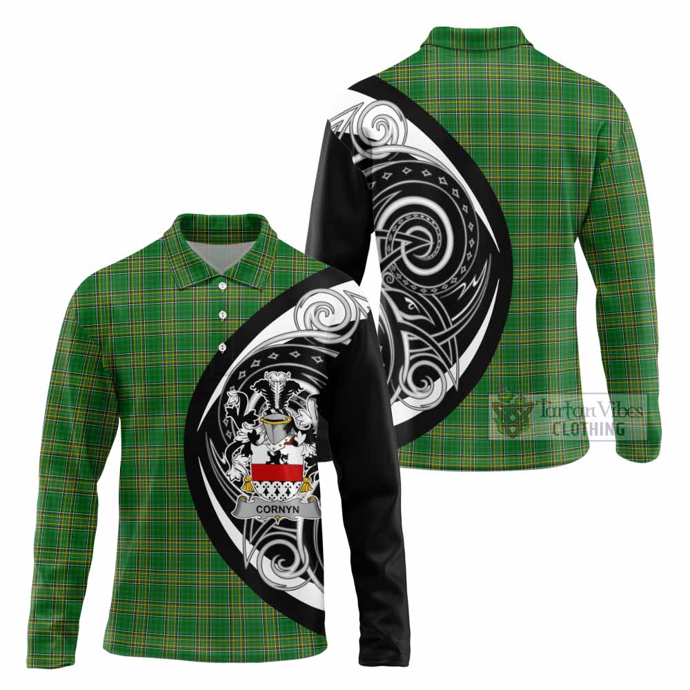Tartan Vibes Clothing Cornyn Irish Clan Long Sleeve Polo Shirt Celtic Circle Style