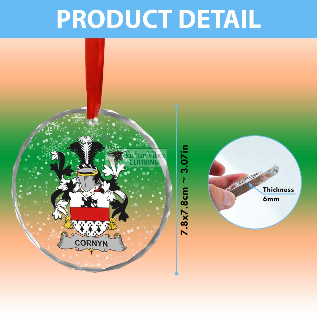 Tartan Vibes Clothing Cornyn Irish Clan Christmas Glass Ornament with Coat of Arms