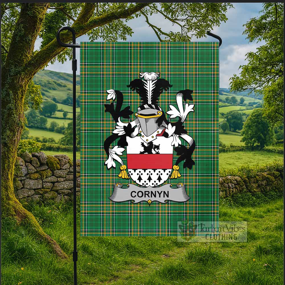 Cornyn Irish Clan Tartan Flag with Coat of Arms
