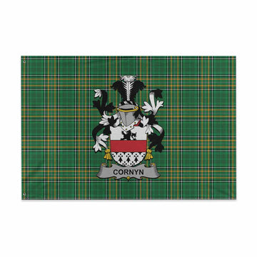 Cornyn Irish Clan Tartan House Flag with Coat of Arms
