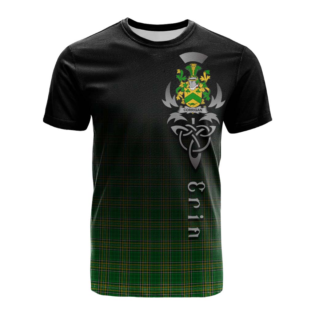 Tartan Vibes Clothing Corrigan Irish Clan Cotton T-shirt with Coat of Arms Erin Go Bragh Celtic Inspired