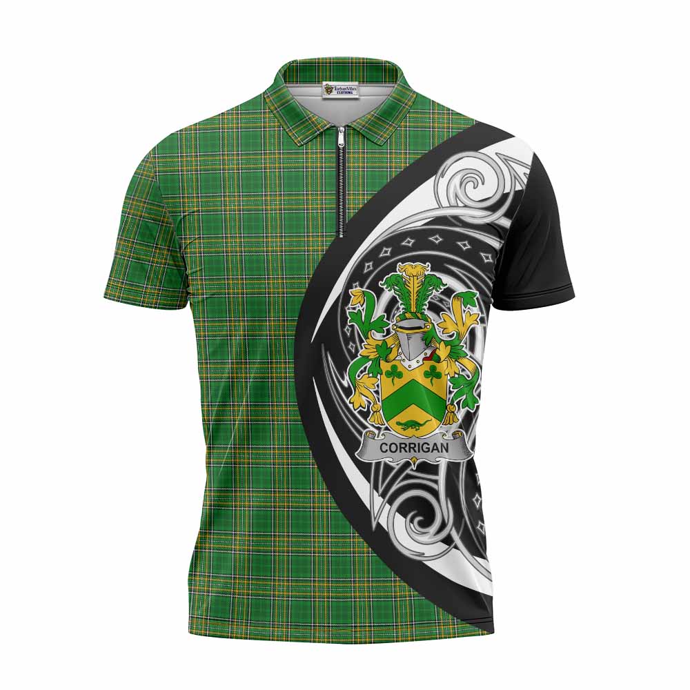 Tartan Vibes Clothing Corrigan Irish Clan Zipper Polo Shirt Celtic Circle Style