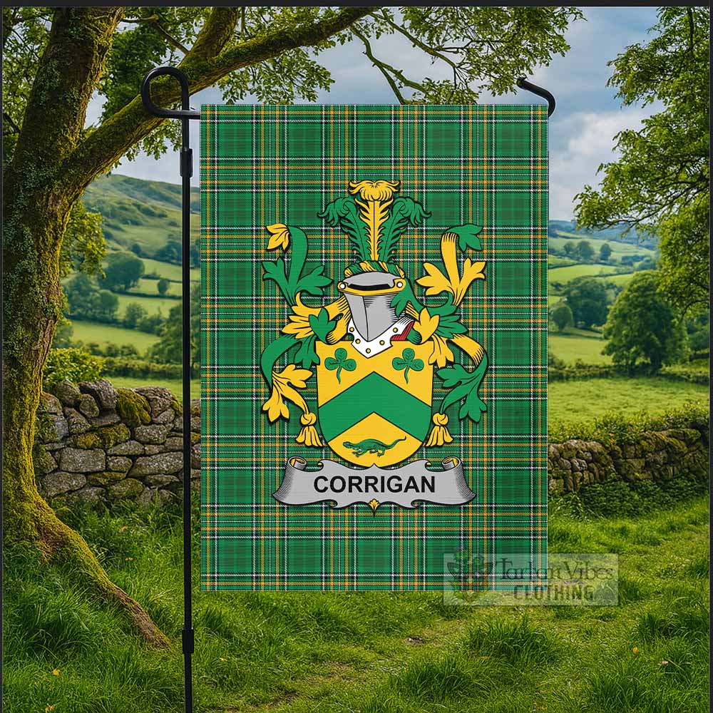 Corrigan Irish Clan Tartan Flag with Coat of Arms