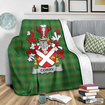 Tartan Vibes Clothing Corry Irish Clan Tartan Blanket with Coat of Arms