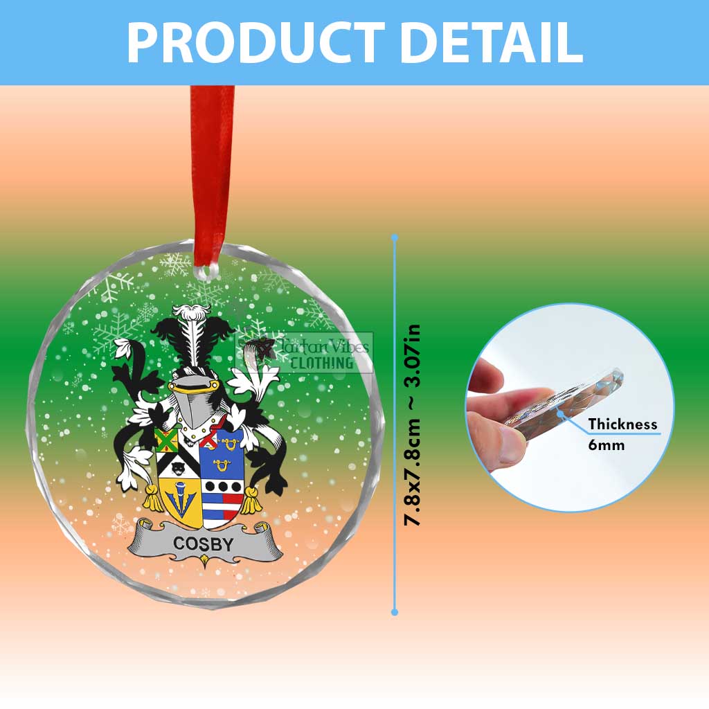 Tartan Vibes Clothing Cosby Irish Clan Christmas Glass Ornament with Coat of Arms