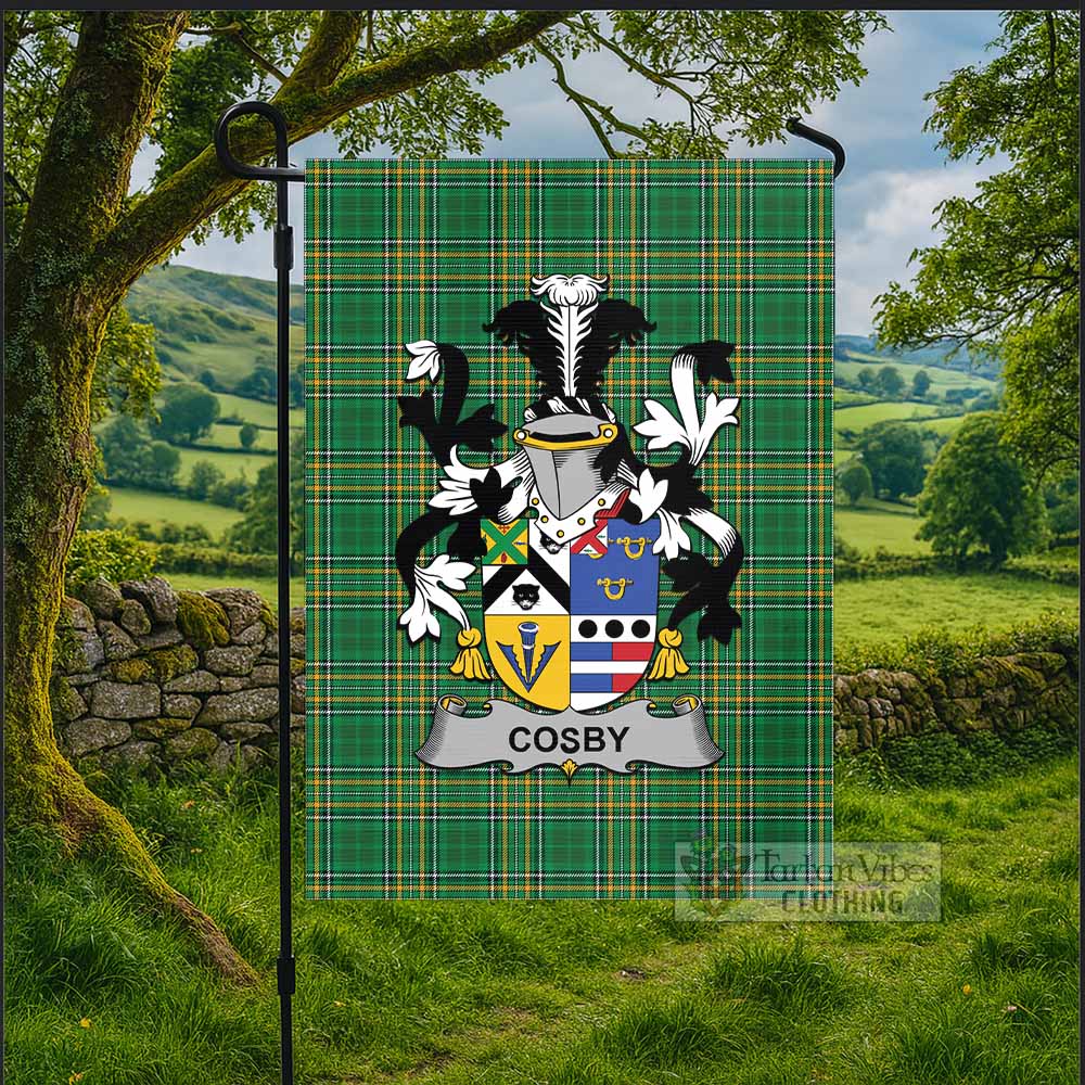 Cosby Irish Clan Tartan Flag with Coat of Arms