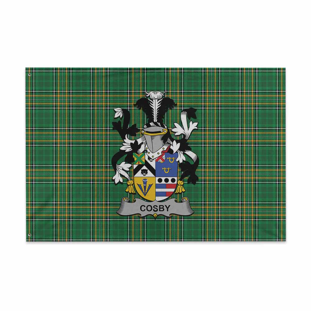 Tartan Vibes Clothing Cosby Irish Clan Tartan House Flag with Coat of Arms