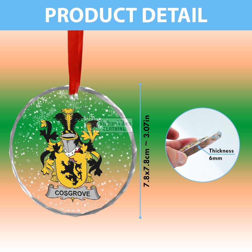 Cosgrove Irish Clan Christmas Glass Ornament with Coat of Arms - 2D-tartanvibesclothing