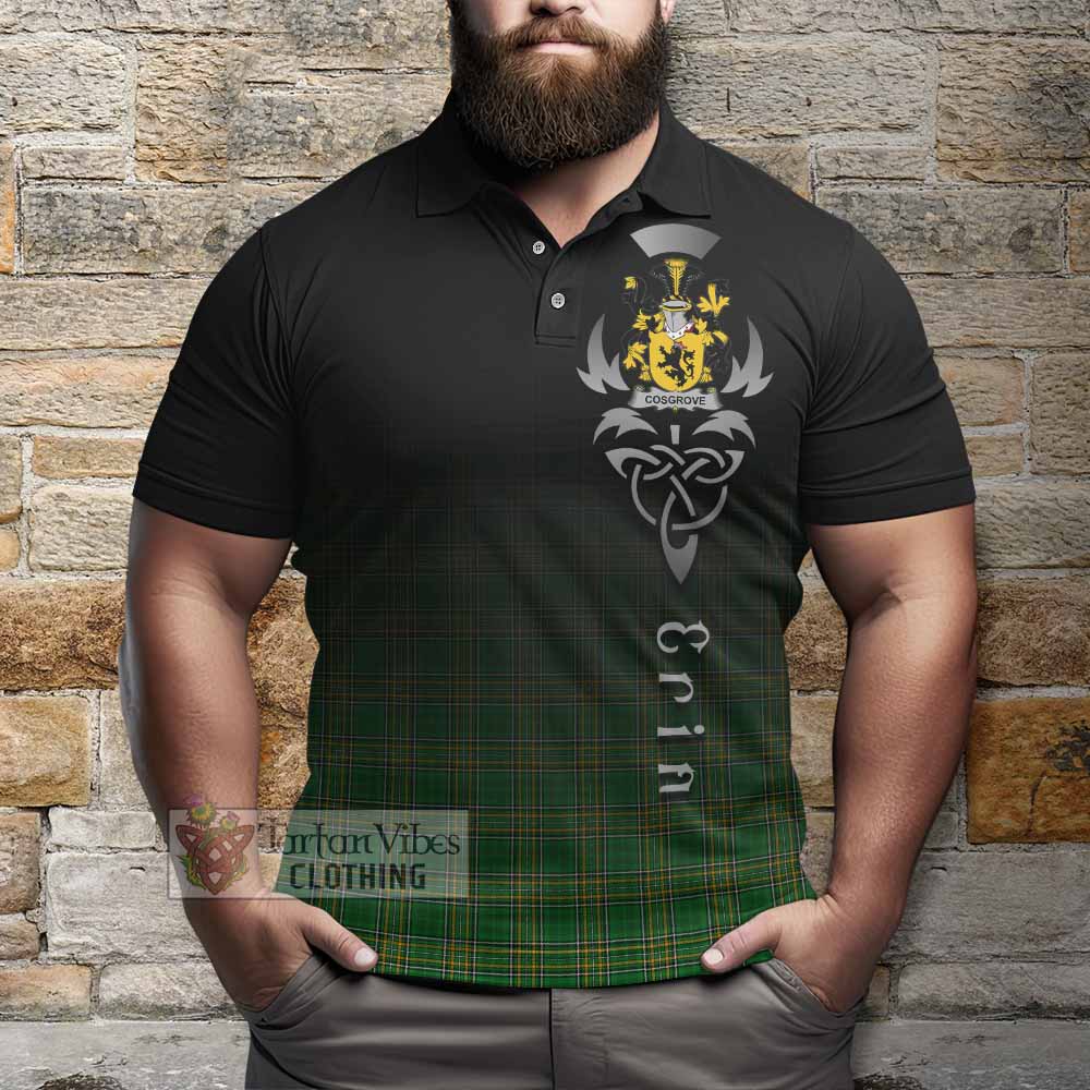 Tartan Vibes Clothing Cosgrove Irish Clan Polo Shirt with Coat of Arms Erin Go Bragh Celtic Inspired