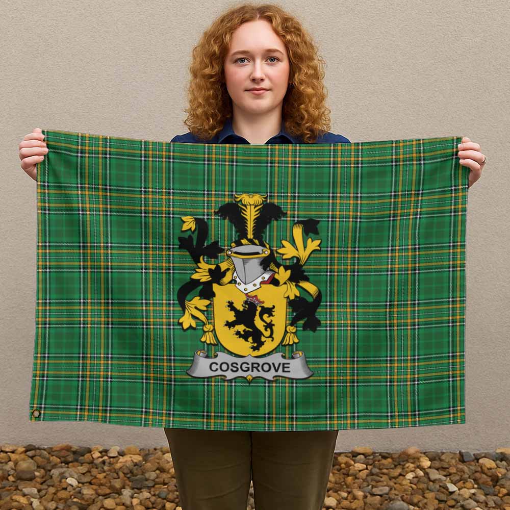 Tartan Vibes Clothing Cosgrove Irish Clan Tartan House Flag with Coat of Arms