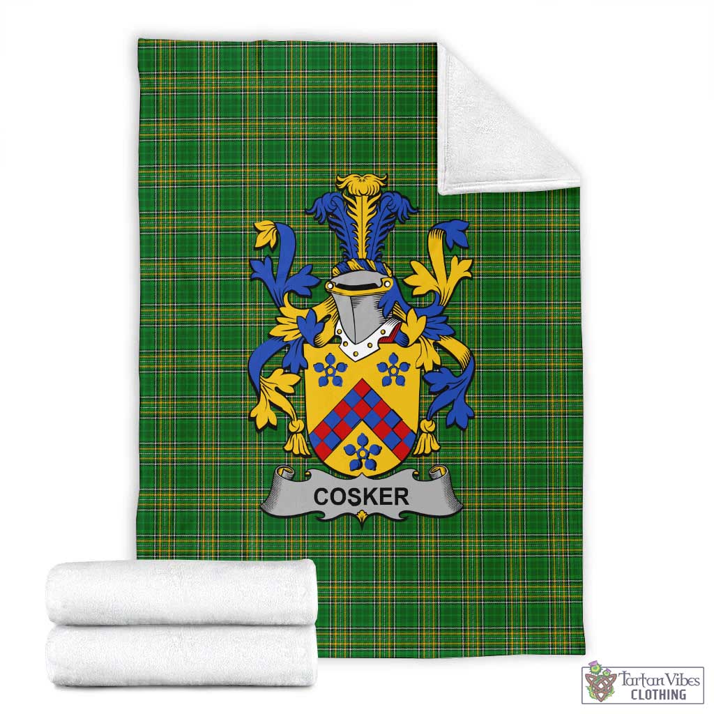 Cosker Irish Clan Tartan Blanket with Coat of Arms X-Large 59 x 79 inches 150 x 200 cm - Tartan Vibes Clothing