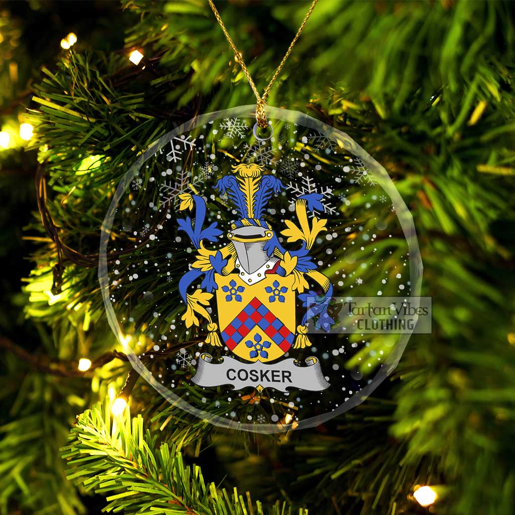 Tartan Vibes Clothing Cosker Irish Clan Christmas Glass Ornament with Coat of Arms